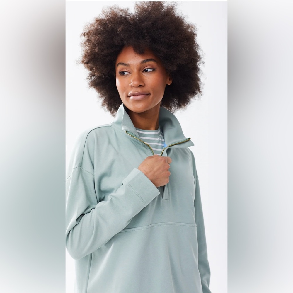 Quarter-Zip Pullover Hoodie in Sage Green